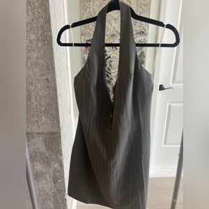 Princess Polly grey pinstripe halter mini dress, Size 8